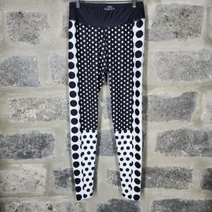 BEND sz L black white polka dot Yoga Athletic Leggings Pants